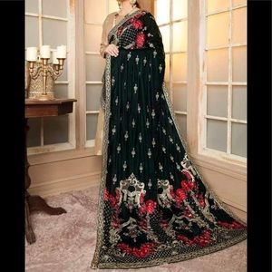 Pakistani women embroidered velvet shawl